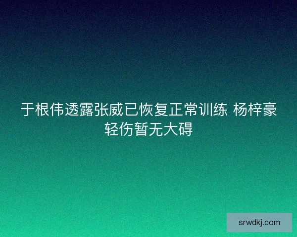 于根伟透露张威已恢复正常训练 杨梓豪轻伤暂无大碍
